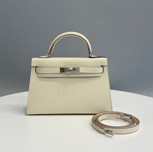 Hermes mini Kelly 20 HSS craie interior Gris Perle palladium hardware