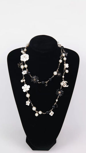 Chanel 10 Black and White Long Necklace