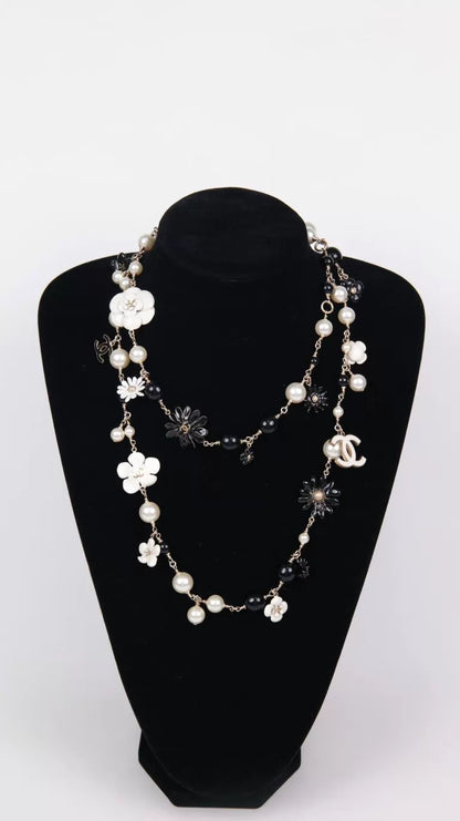 Chanel 10 Black and White Long Necklace