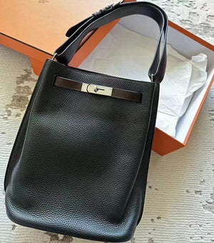 Hermes So Kelly 22 Ebene Box & Graphite TC Palladium hardware
