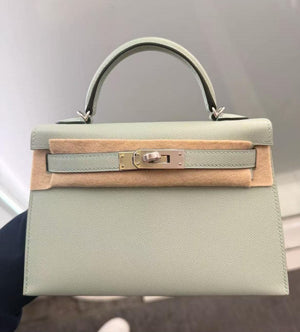 Hermes Mini Kelly 20 Vert d’Eau Madame Palladium hardware