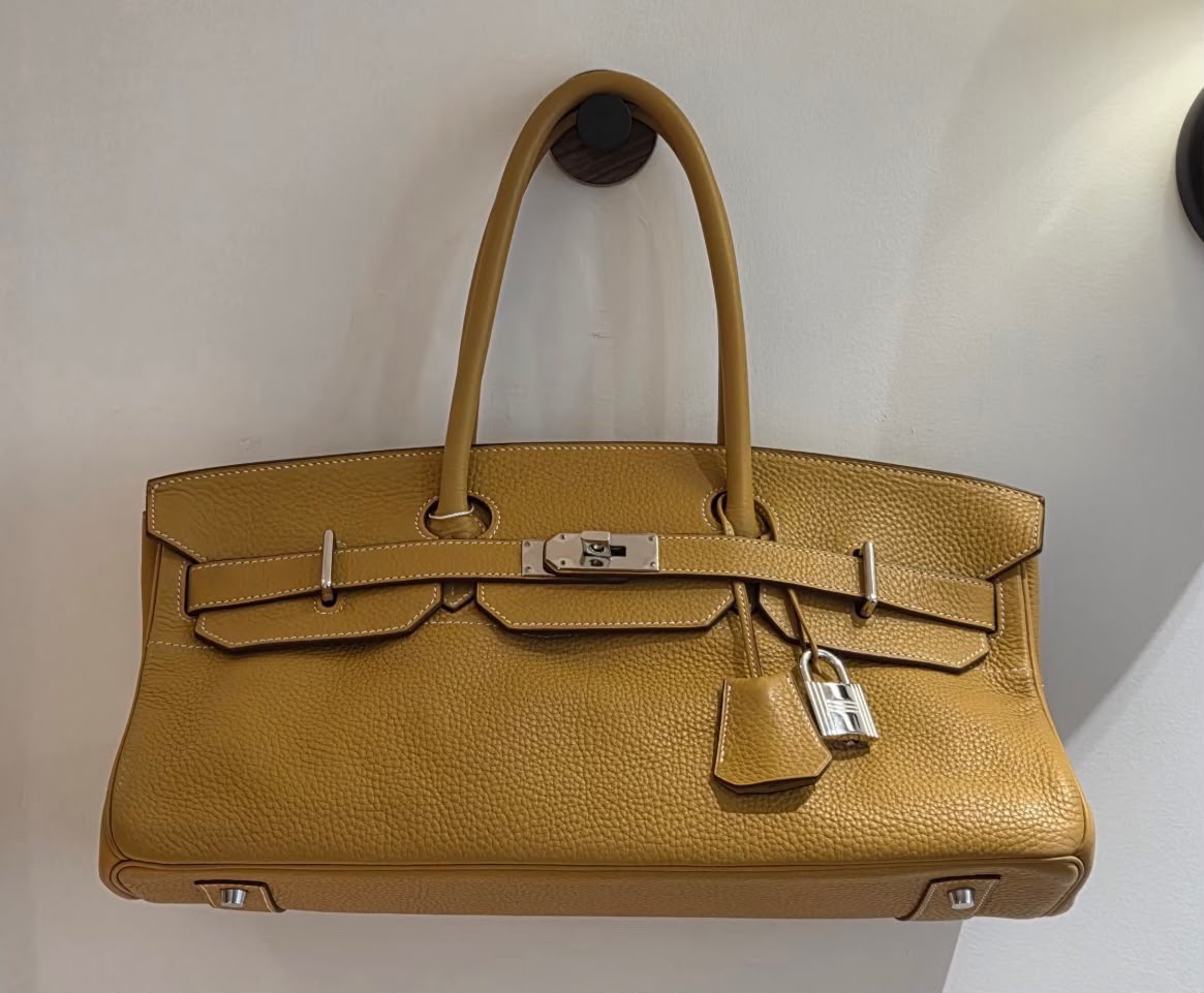 Hermes Birkin Shoulder 42 JPG Curry Togo Palladium hardware
