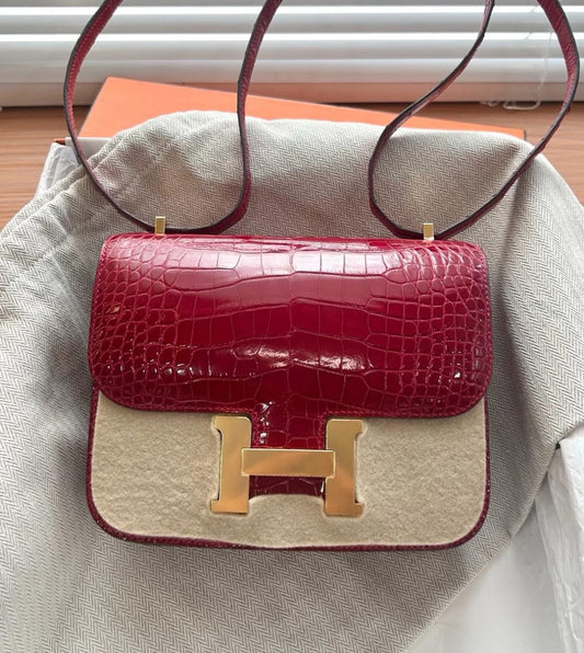 Hermes Constance 18 Braise Shiny Alligator Gold hardware