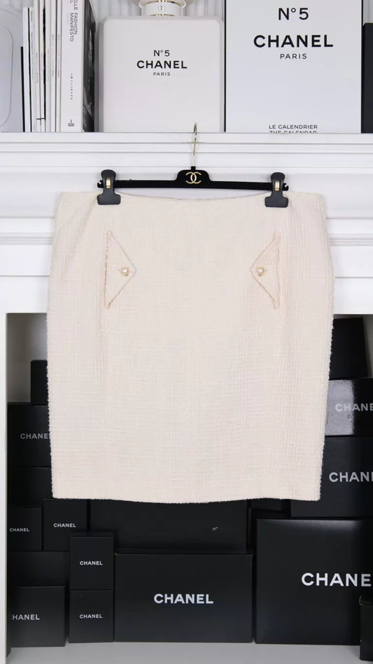 Chanel 12 Beige Tweed Skirt