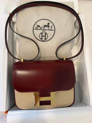 Hermes Constance 18 Rouge H Box Gold hardware