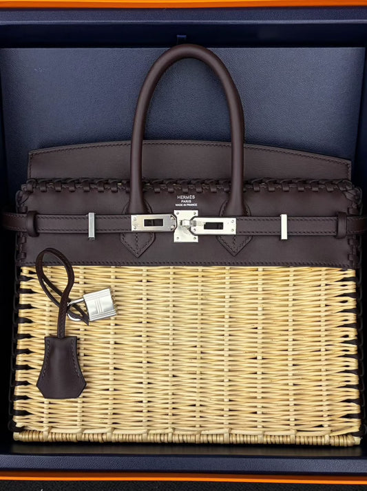 Hermes Birkin 25 Picnic Rouge Sellier Swift & Osier palladium hardware