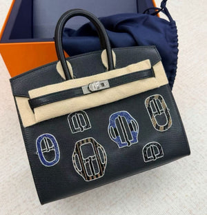 Hermes Birkin 20 Bouclerie Moderne V2 Black Chevre Palladium hardware