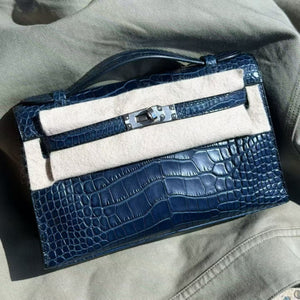 Hermes Kelly pochette Aizome Tomekon Matte Alligator Palladium hardware