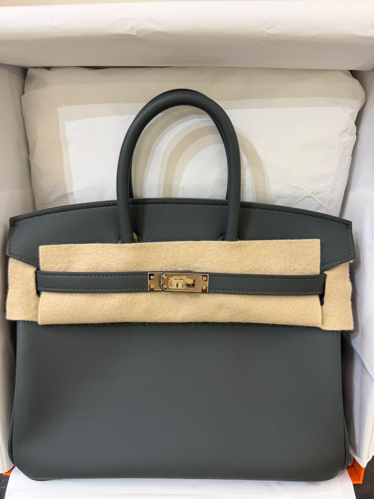 Hermes Birkin 25 Gris Misty Swift Permabrass hardware