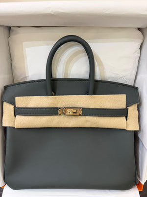 Hermes Birkin 25 Gris Misty Swift Permabrass hardware