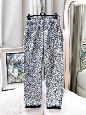 Chanel 24B Grey Floral Print Jeans