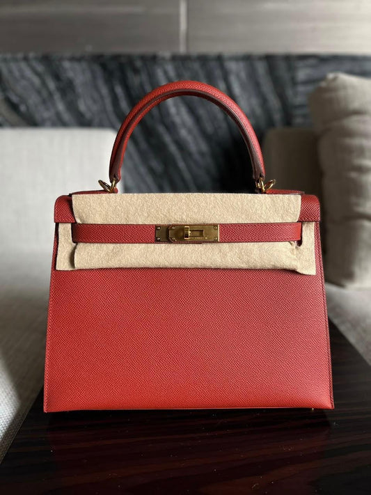 Hermes Kelly 28 Rouge Venitien Epsom Gold hardware