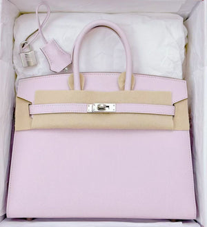 Hermes Birkin 25 Sellier Mauve Pale Epsom Palladium hardware