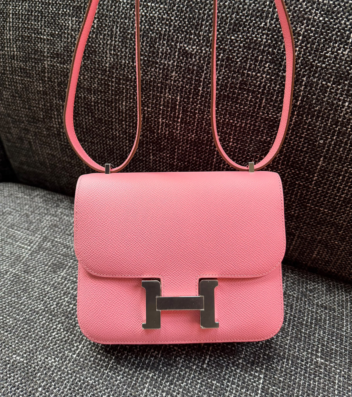 Hermes Constance 18 rose confetti Epsom palladium hardware