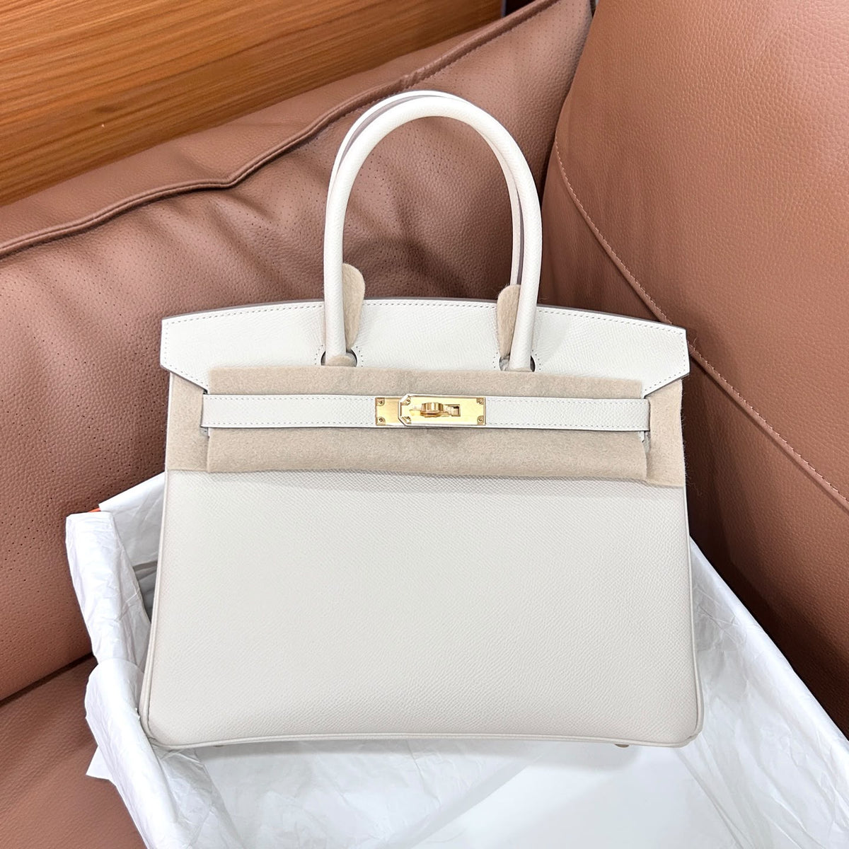 Hermes Birkin 30 Craie Epsom Gold hardware