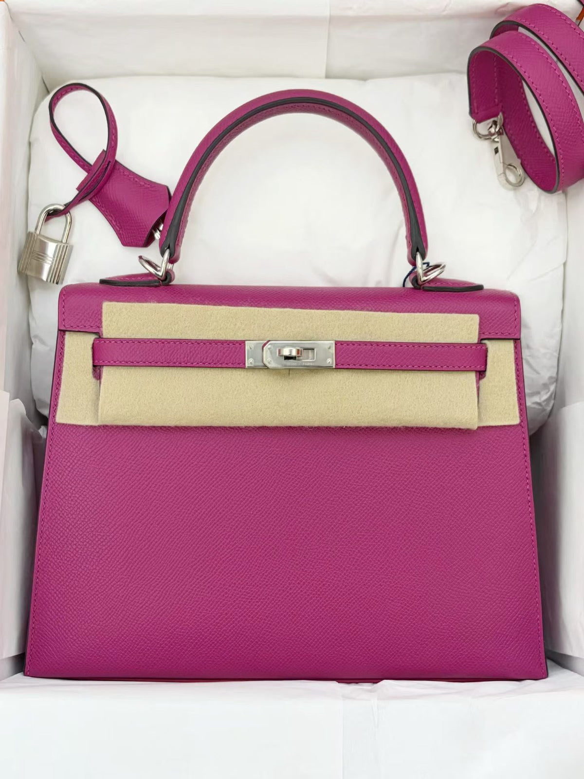 Hermes Kelly 25 rose Pourpre Epsom palladium hardware