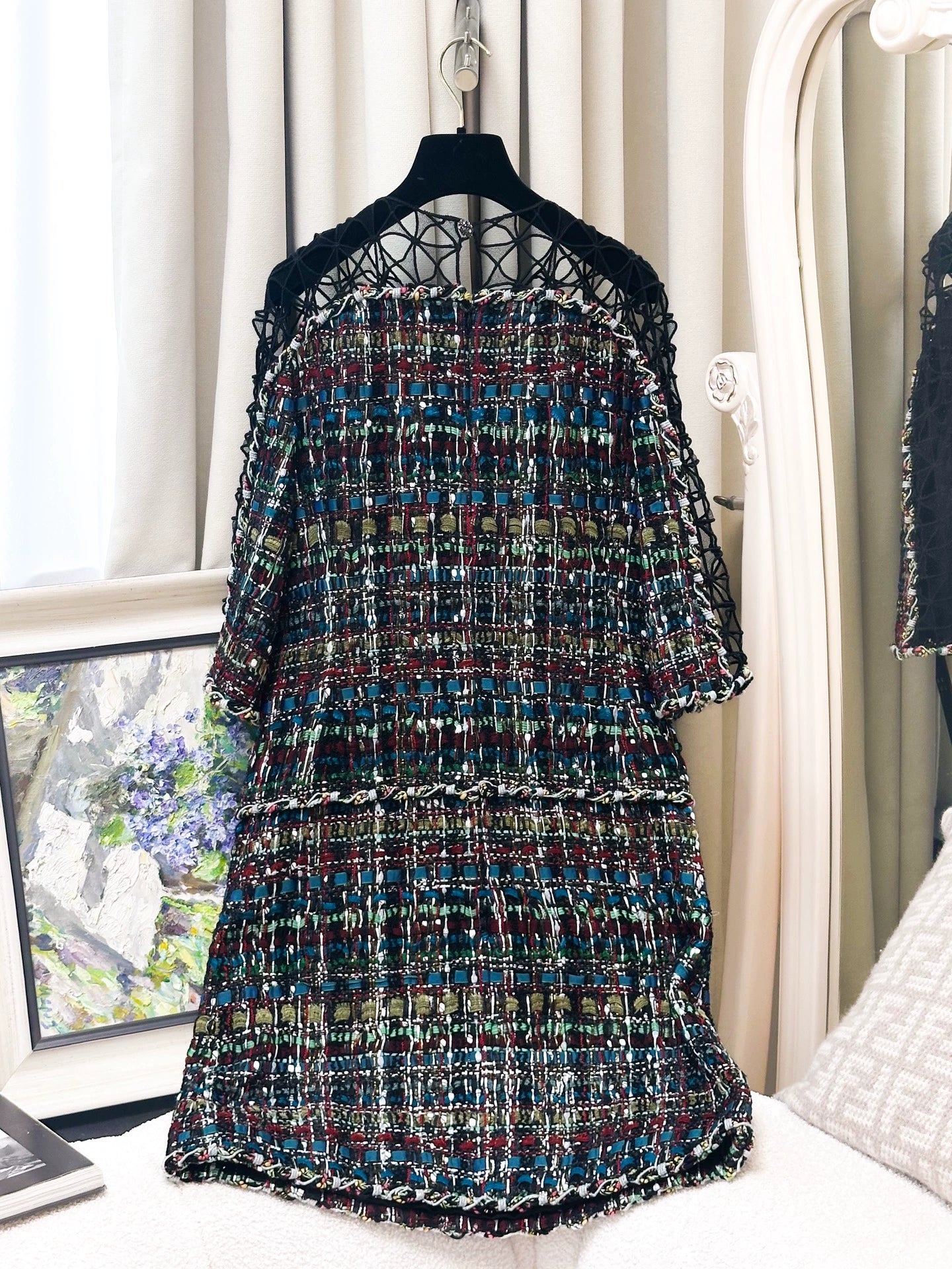 Chanel 15C colorful woven black dress