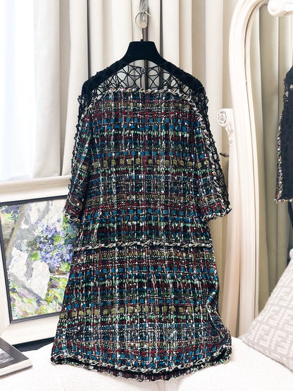 Chanel 15C colorful woven black dress
