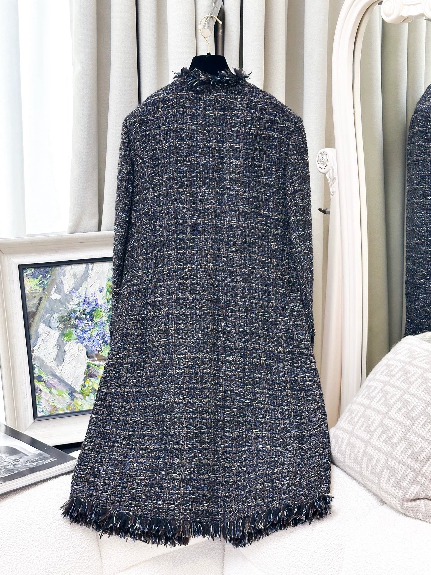 Chanel 19K multicolore tweed long coat