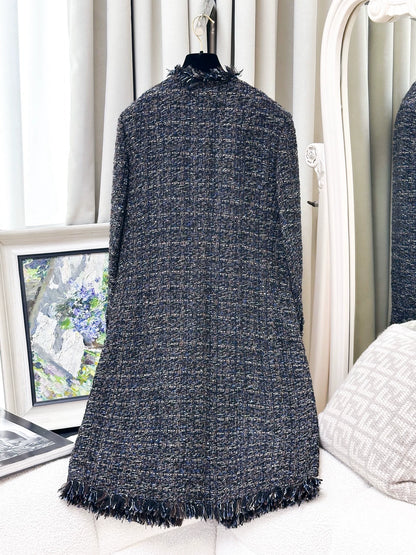 Chanel 19K multicolore tweed long coat