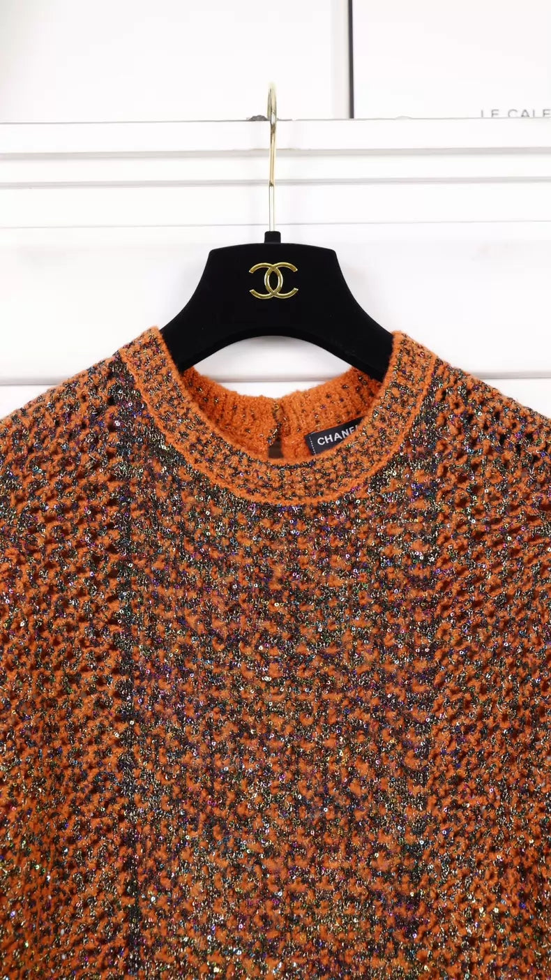 Chanel 24K Black and Orange Jacket and Dress Set