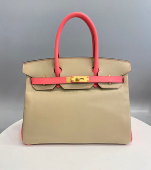 Hermes Birkin 30 HSS trench x rose azalea Epsom retourne Brushed gold hardware