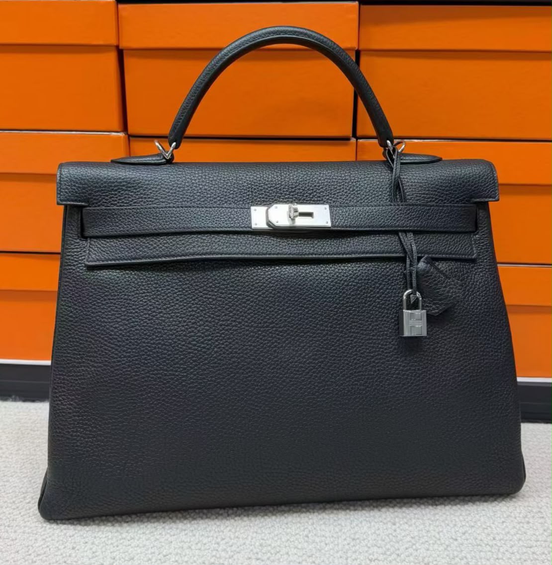 Hermes kelly 40 Black Togo Palladium hardware
