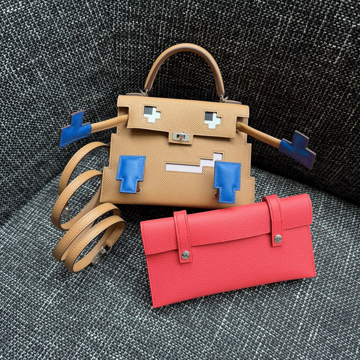 Hermes Kelly picto biscuit / rose Texas palladium hardware