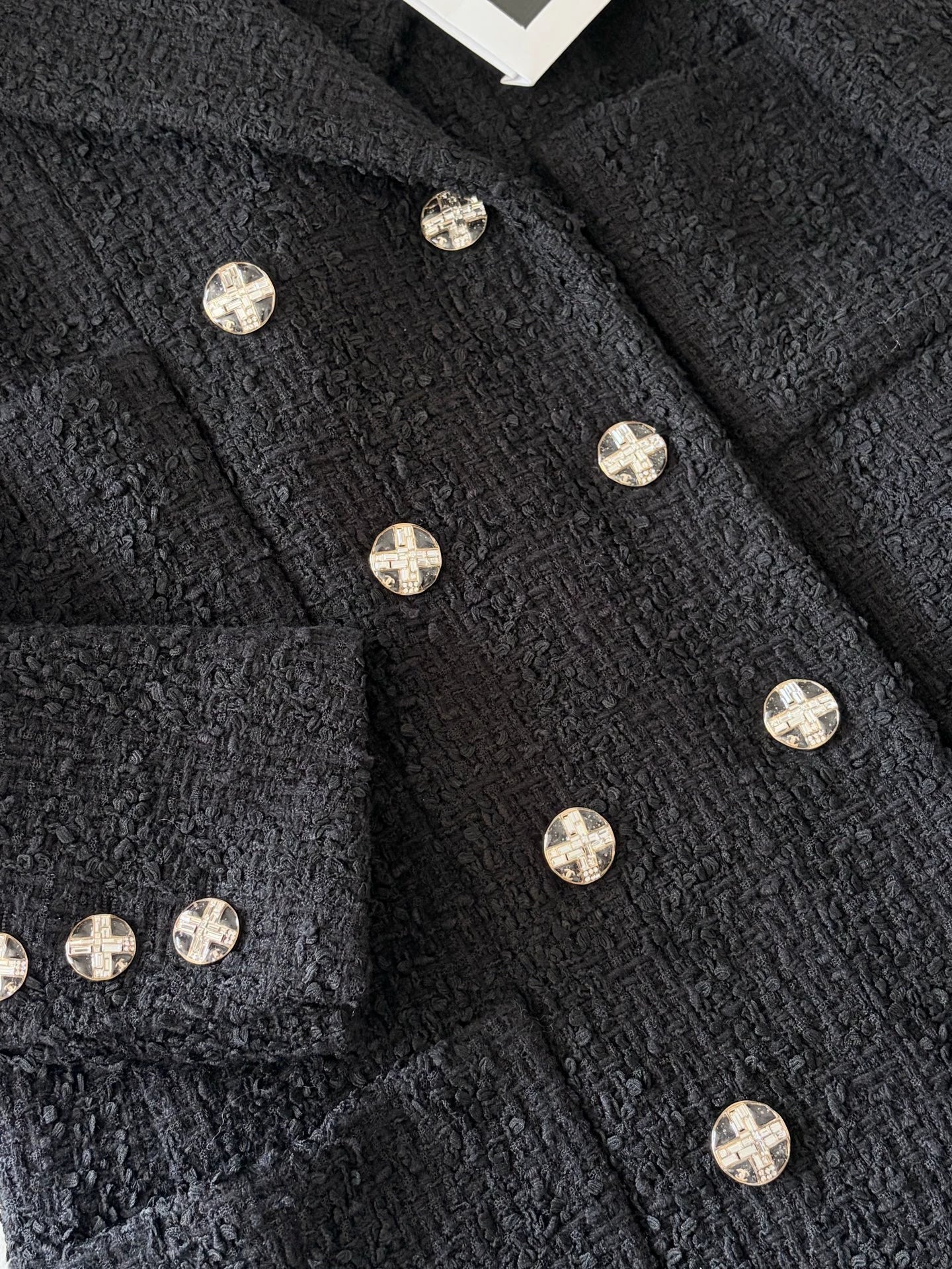 Chanel 23S Black Tweed Midi Coat