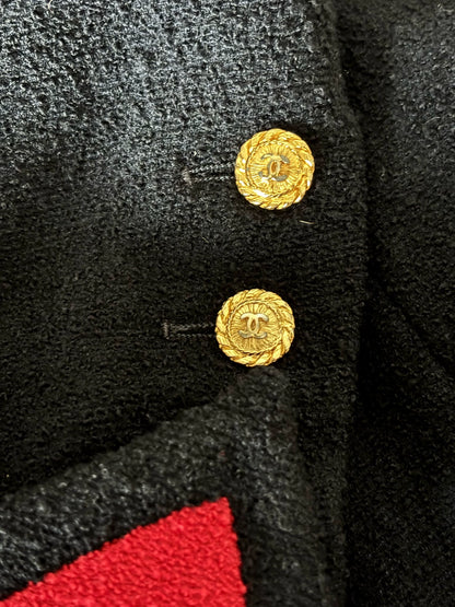 Chanel 88 black and red jacket and skirt suit