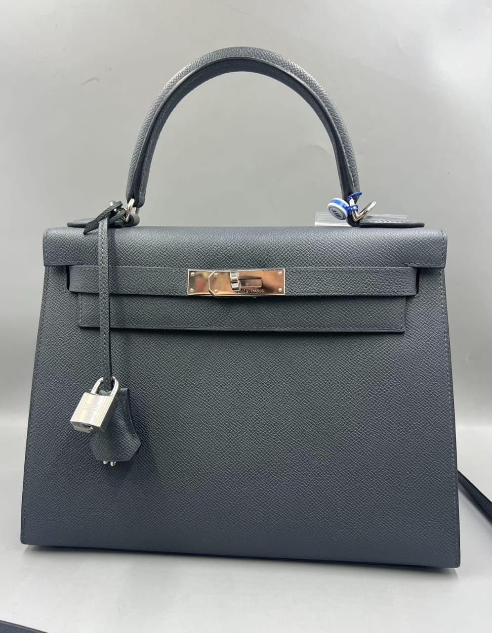 Hermes Kelly 28 Gris Misty Epsom Palladium hardware