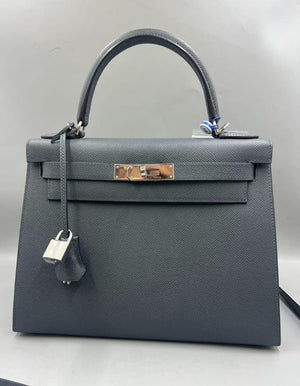 Hermes Kelly 28 Gris Misty Epsom Palladium hardware
