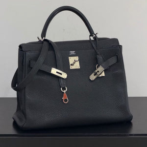 Hermes Kelly 32 Black Togo Palladium hardware