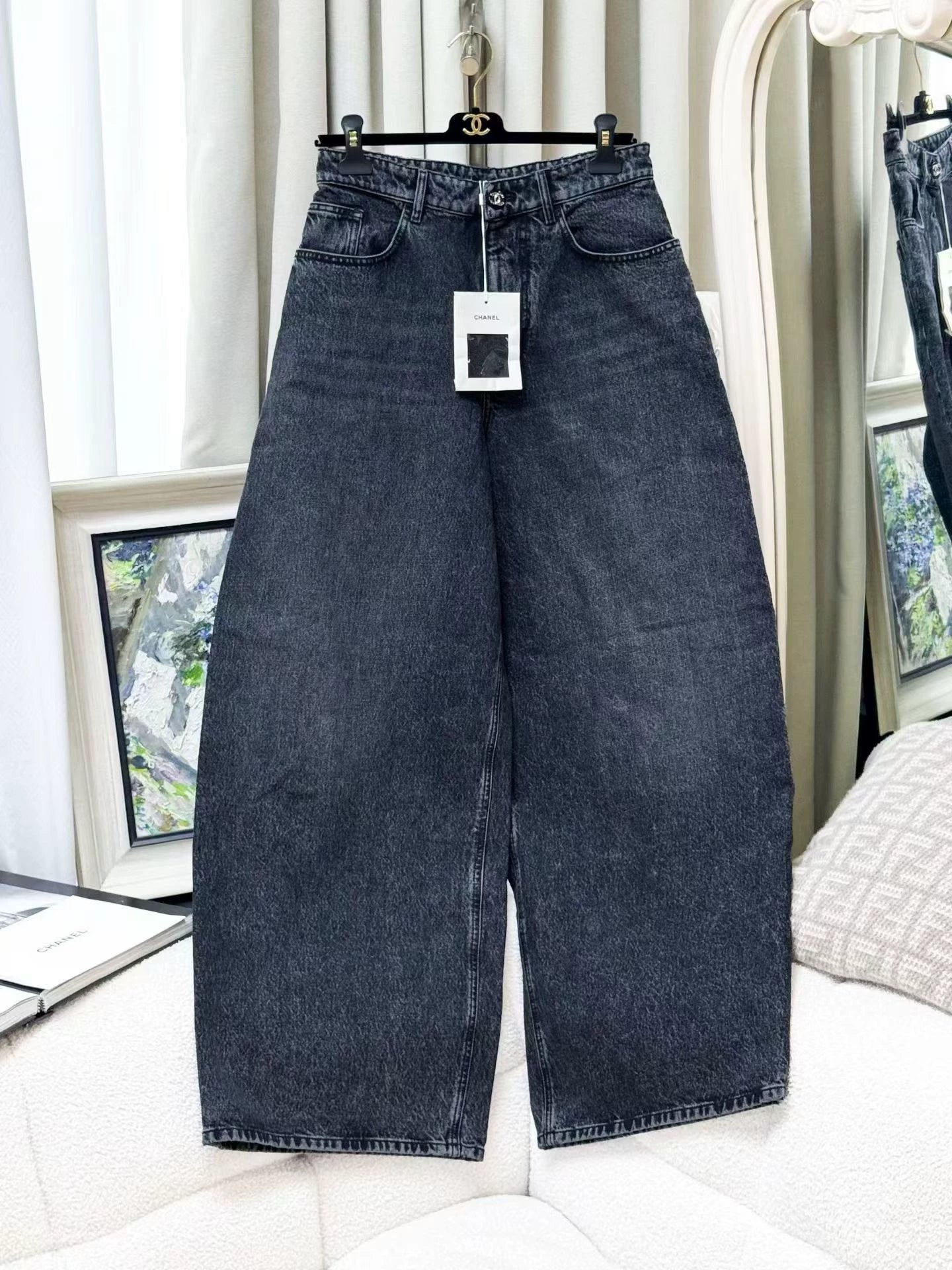Chanel 26A charcoal grey jeans