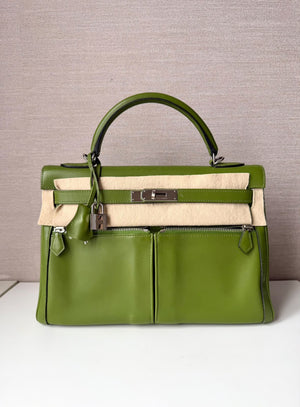 Hermes Kelly 32 Lakis Pelouse Swift Palladium hardware