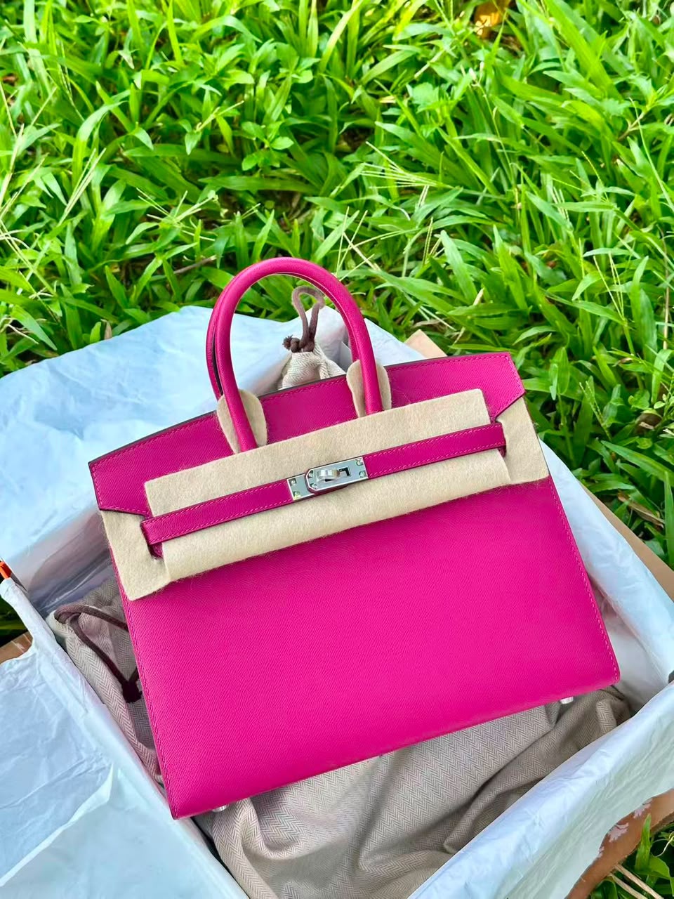 Hermes Birkin 25 Sellier Rose Pourpre Madame Palladium hardware