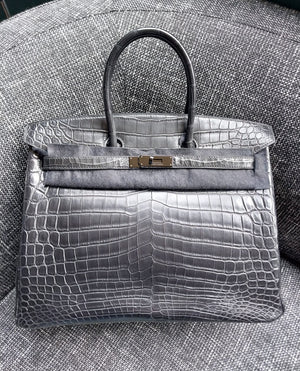 Hermes Birkin 35 so black matte croc ultra rare