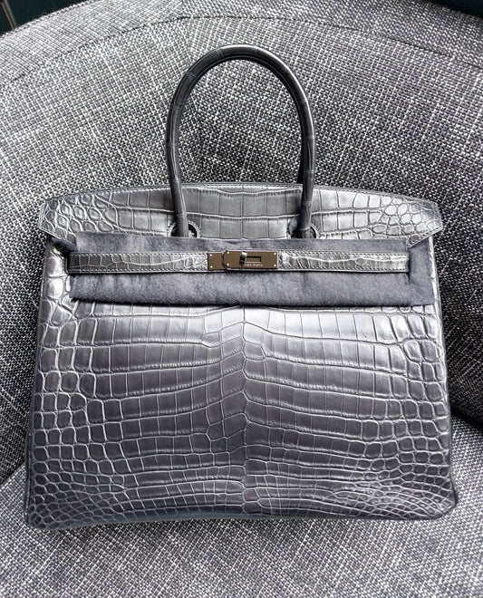Hermes Birkin 35 so black matte croc ultra rare