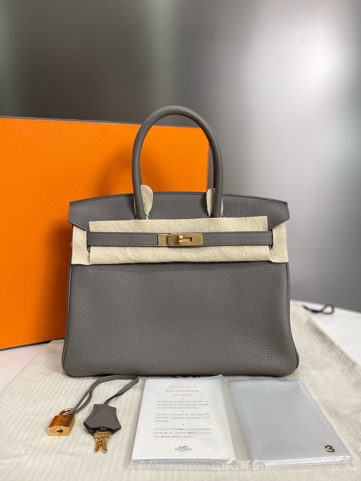 Hermes Birkin 30 Gris Etain Togo Rose gold hardware