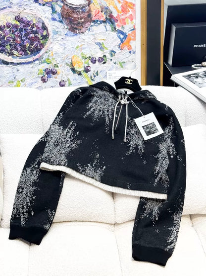 Chanel 25B grey/black hoodie and skirt set