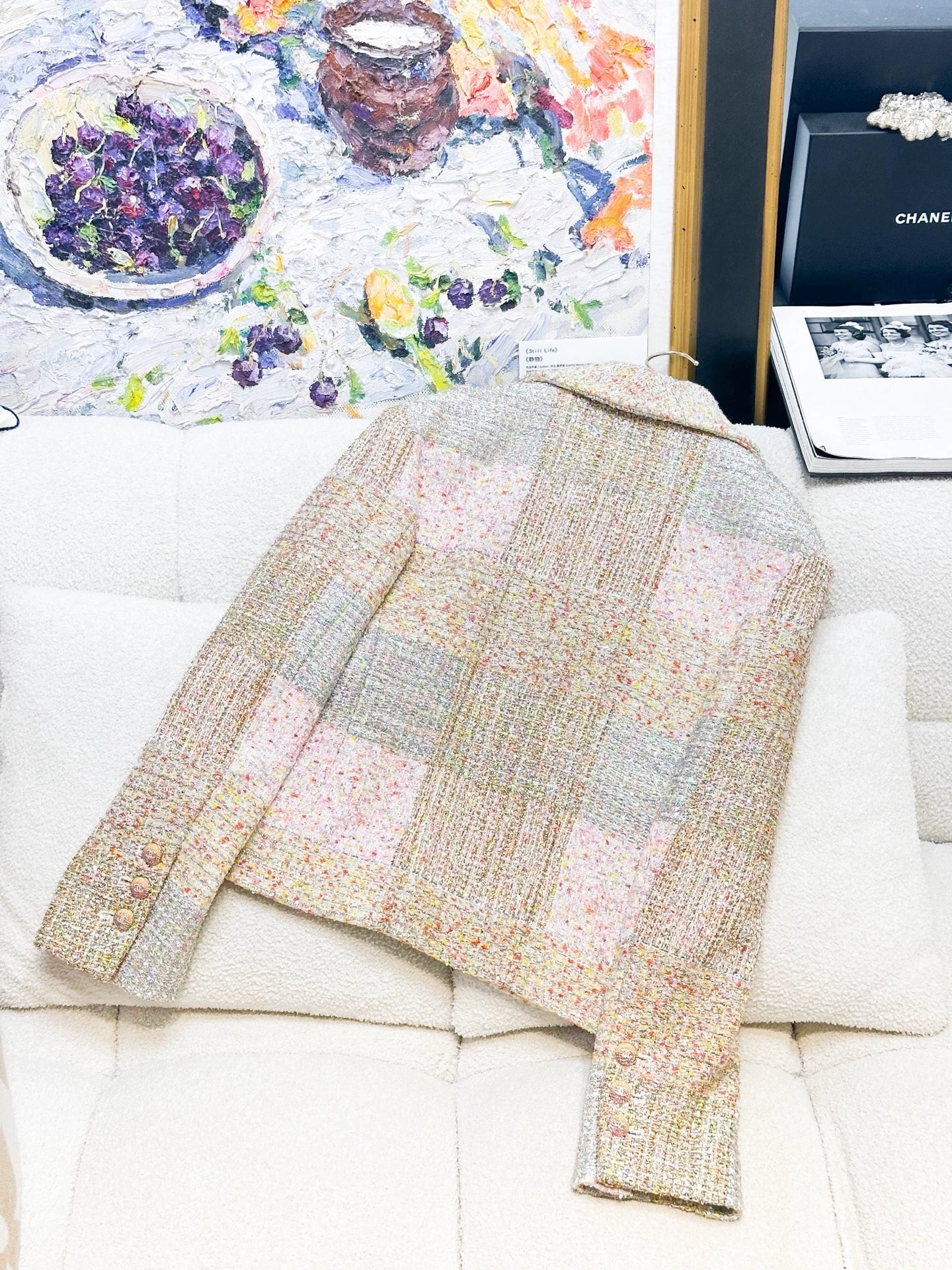 Chanel 24C gold multicolore tweed jacket