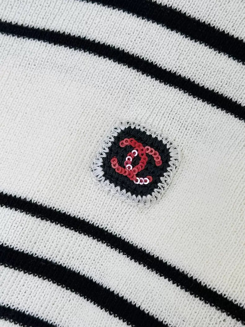 Chanel 24B white and black cardigan