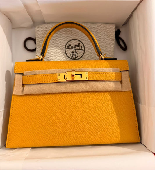 Hermes Mini Kelly 20 Paille Epsom Gold hardware