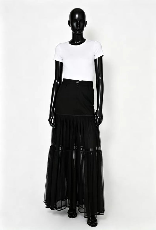 Chanel 94 Black Mesh Skirt