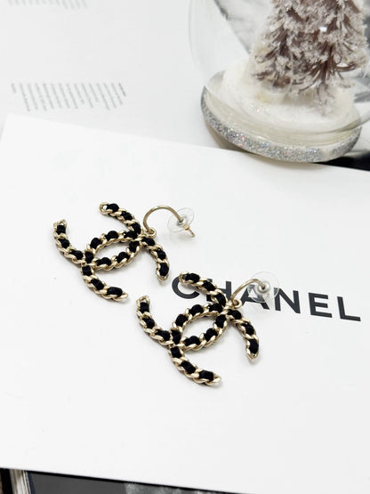 Chanel 12A, black and gold CC logo earrings