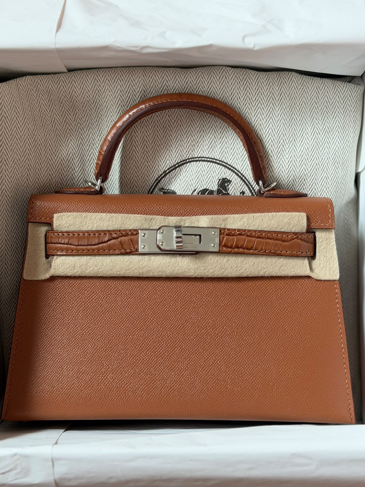 Hermes Mini Kelly 20 Touch Gold Madame / Matte Alligator Palladium hardware