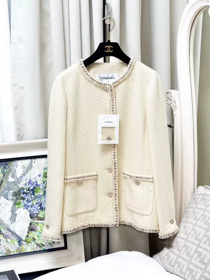 Chanel 26c creamy yellow tweed jacket