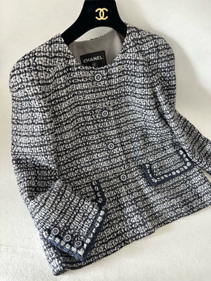Chanel Blue-Grey-Silver Yarn Woven Jacket