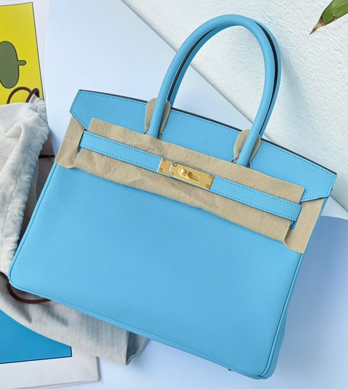 Hermes Birkin 30 Bleu Du Nord Epsom Gold hardware