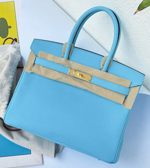 Hermes Birkin 30 Bleu Du Nord Epsom Gold hardware